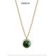 OEM Green Round Stone Pendant Necklace Gold Stainless Torque Jewelry Necklace