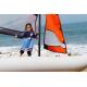 70KGS Inflatable Sailing Boat White Portable Pontoon Boats With 5m Mast