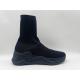 Comfort Non Slip Flat Shoes , Durable Black Leather High Top Shoes