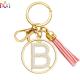 18g A-Z Alphabet Pink Tassel Personalized Stainless Steel Keychains