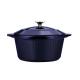 OEM Cast Iron Stock Pots 4.7kg Dark Blue PFOA Free 12 Inch Cooking Pot