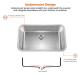 Undermount 304 Stainless Steel Kitchen Sink Single Bowl Pedestal Square