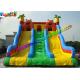 Three Lane Inflatable Bouncers With Slide Hand Printing 8mLx5mWx6mH