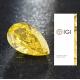 HPHT Loose Lab Created Yellow Diamond 3.0ct Fancy Vivid Pear Cut IGI VS1