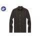 Stand Collar Mens Dark Brown Cardigan Sweater , Mens Cotton Cardigans With Pockets