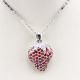 925 Sterling Silver Created Garnet Strawberry Pendant Necklace (P31)