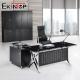 Metal Modern Office Furniture Tempered Glass Desk Customized OEM ODM