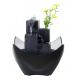Black Tiered Battery Operated Resin Garden Fountains With Flower Pot