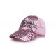Sequins Pink Mesh Back Snapback Hats , Mesh Ladies Baseball Caps 100% Cotton Mesh Net
