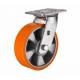 Unite brand 4-8 inch Orange color Swivel aluminium core PU wheel for heavy duty caster/ rotating castors for machine
