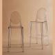 Transparent Clear Acrylic Bar Stools Stackable Plastic Bar Stools With Backs