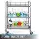Lab Rolling Cart 3 Shelves Shelf Stainless Steel Rolling Cart Catering Dental Utility Cart Commercial Wheel Dolly