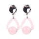 Handmade Crystal Stone Earrings Rose Quartz Gemstone Beaded Pendant Earrings