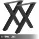 X Shaped Frame Legs for Black Industrial Rustic Metal Dining Table in Office Interior