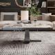 Fusion Cross Frame Marble Ceramic Coffee Table  Stainless Steel Base Exquisite