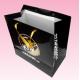 custom paper bag supplier with gold stamping logo gold satin ribbon handle
