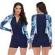 Rash guards Womens 1 Piece Swimsuits Breathable Long Sleeve Surf Bathing Suit