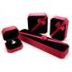 Femal Red Plastic Jewelry Box PU Leather With Ribbon Environmentally Friendly