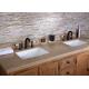 Light Brown Custom Vanity Tops Shallow Double Sink With Seamless Edge Grinding