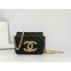 Black Lambskin Leather Branded Messenger Bag Chanel Flap Phone Holder