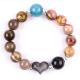 Handmade Gemstone Beaded Bracelet Natural Petrified Wood Stone Bracelet