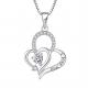 Real Silver I Love You Heart Pendant Necklace Multi Color Heart Cubic Zirconia Luxury Silver 925 Heart Necklace Jewelry