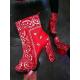Classic ethnic print 4inch Ladies High Heeled Boots Size11 open toe hip ankle
