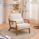 70010 Nordic Single Sofa White Fabric Cushion Solid Wood Chairs Frame Chairs For Living Room Wood With Arm