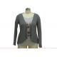 Ladies Casual Long Sleeve T Shirt Open Front Cardigan And Front Print With Metical Studs