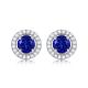 Blue 925 Sterling Silver Zircon Round Gemstone Stud Earrings For Gift Giving