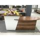 Panel Wood Style Reception Counter Desk Rectangular Shape With Plain PVC Edge