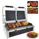 Commercial Full Grooved Electric Grill with Non-stick Cast Iron Panini Burger Press