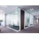 Modular partition wall for office tempered glass solid wall white color frame