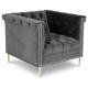 Hot sell tufted botton velvet accent chair, living room furniture single lounge sofa chair