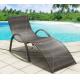 Waterproof Beach Lounger Bed Outdoor Rattan Lounge with Two Different Weaving Styles