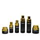 50g 100g 30ml 50ml 100ml 120ml Refillable Lotion Serum Container Gold-plated Threaded Lid Black Glass Bottle Jar Set