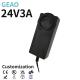 Black 24V 3A Interchangeable Power Adapter / Power Supply ABS+PC