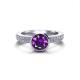 Amethyst Filigree Ring    Slightly Stones  With 4K White Gold, Amethyst .20cttw