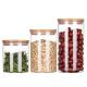 500Ml 300Ml 1000Ml Kitchen Storage Glass Bamboo Lid Jar Airtight Dry Food Suction