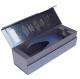 Luxury Navy Blue Matte Wine Gift Box  Hinged Lid Rigid Box With EVA