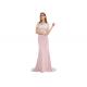 Pink Tight Long Arabic Wedding Party Dresses Short Sleeve U - Neck With Embroidery Decoration