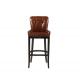 Wooden Frame Leather Counter Height Stools Wooden Legs Full Handwork Craft