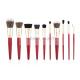 Premium Prefessional Synthetic Makeup Brush Set With Shiny Red Handle