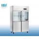 Stainless Steel Refrigerant R600A Commercial Refrigerator With 2 Glass Door
