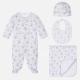Newborn gift set organic cotton infant toddler rompers / hat / bib / blanket 4pcs baby clothing sets for 0-24m