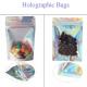 0.5OZ Holographic Stand Up Pouch Silver ziplockk Foil Bag Pouches With Tear Notch