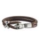 Hot sale mens skull stainless steel braided brown bracelet leather