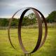 Rusty Outdoor Corten Steel Sculpture Line Cross Shape Rustic Rings Garden Centerpiece