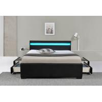 Pu Faux Leather LED Upholstered Bed With Storage Drawer 12 Months Warranty