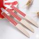 Red Stripe Cutlery Disposable Biodegradable Wooden Tableware Utensils